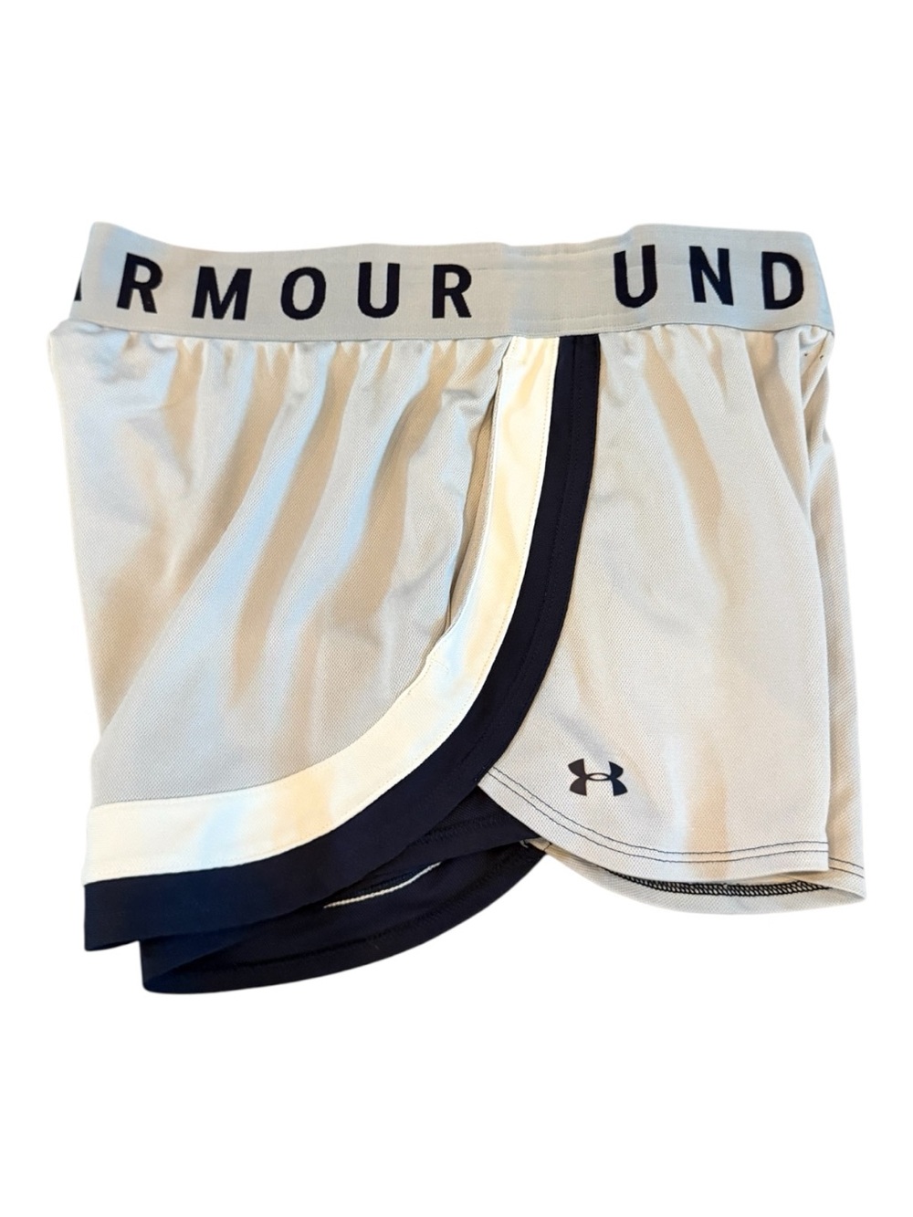 Under Armour gray Athletic Shorts with Navy Contrast Trim medium